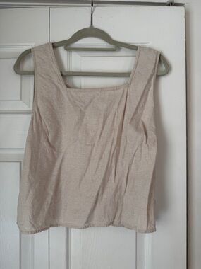 Sleeveless Square Neck Linen Blend Tank Top & Short Set